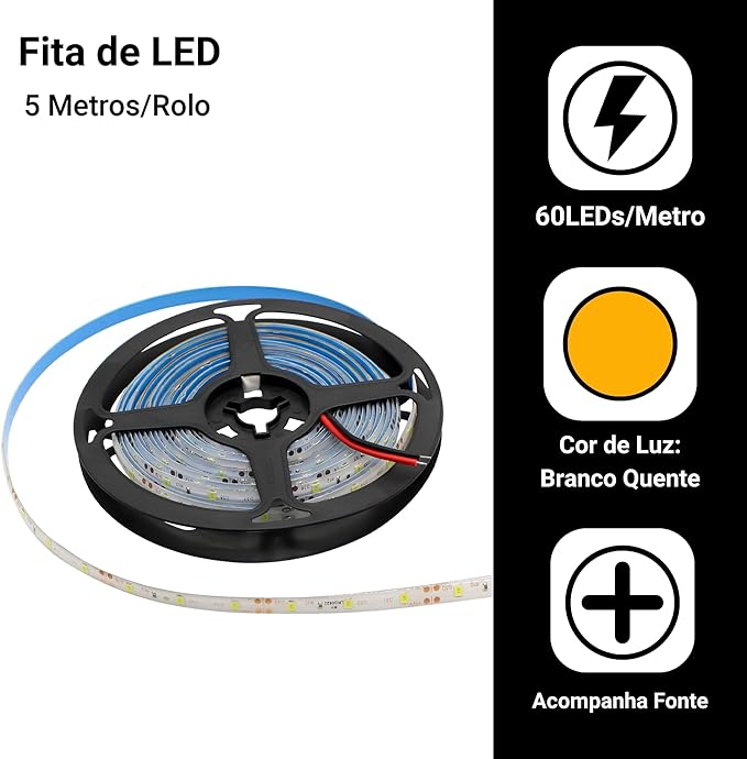 FITA LED 2835 9,6W/M IP65 3000K 60LEDS 12V RL 5M - RL LIGHTING