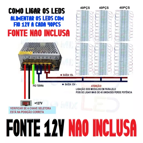 MODULO 3 LEDS 7025 1,5W 6500K IP67 COM LENTE 160° 1 UNIDADE